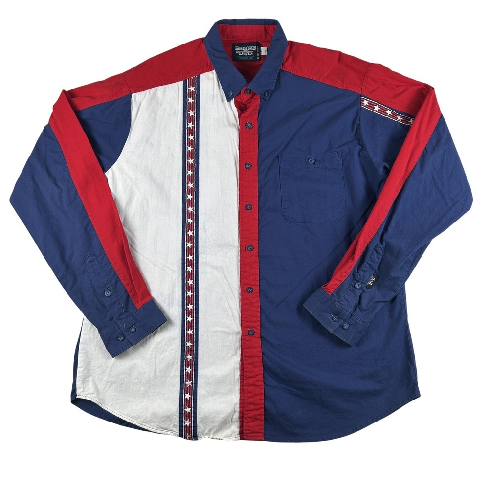 Vtg Brooks & Dunn Shirt Mens XL Long Sleeve Patriotic Western USA Panhandle Slim